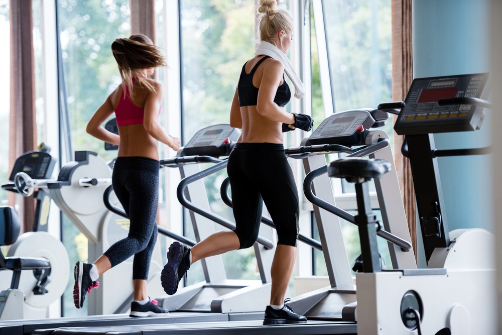 When you want to keep fit by using a treadmill in gym.